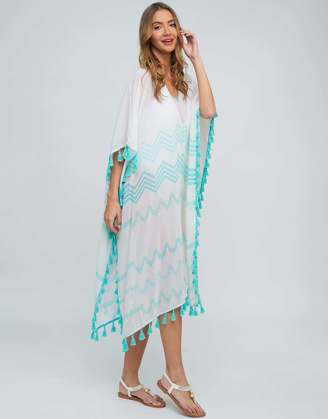 Kayana Maxi Kaftan - Turquoise - Simply Beach UK