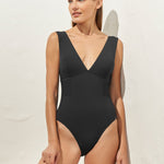 Softline V Neck Swimsuit - Black - Simply Beach UK
