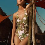 Journey Belted Halterneck Swimsuit - Cream Reed - Simply Beach UK