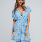 Maya Mini Dress - Blue and White - Simply Beach UK