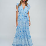 Maya Maxi Dress - Blue and White - Simply Beach UK
