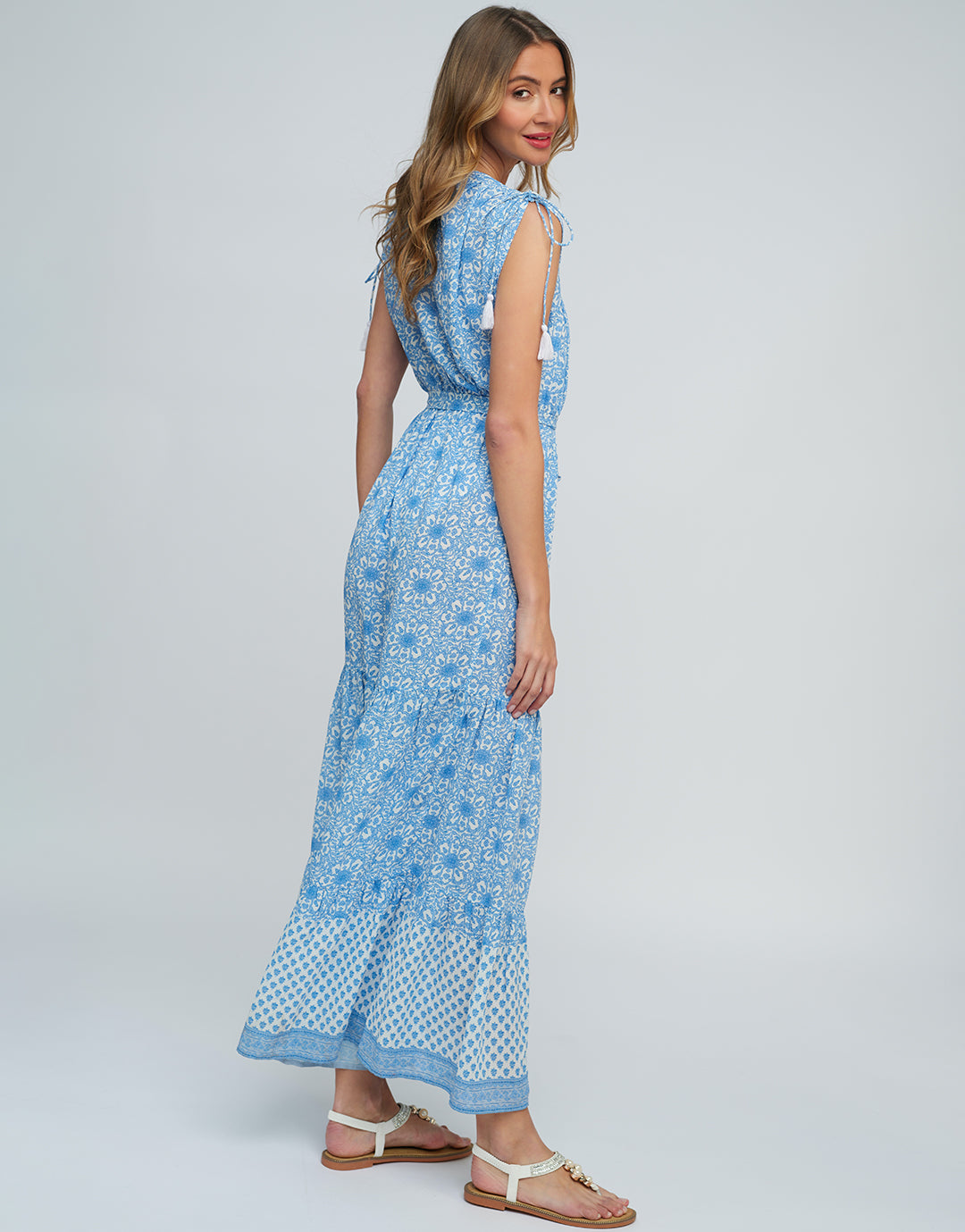 Maya Maxi Dress - Blue and White - Simply Beach UK