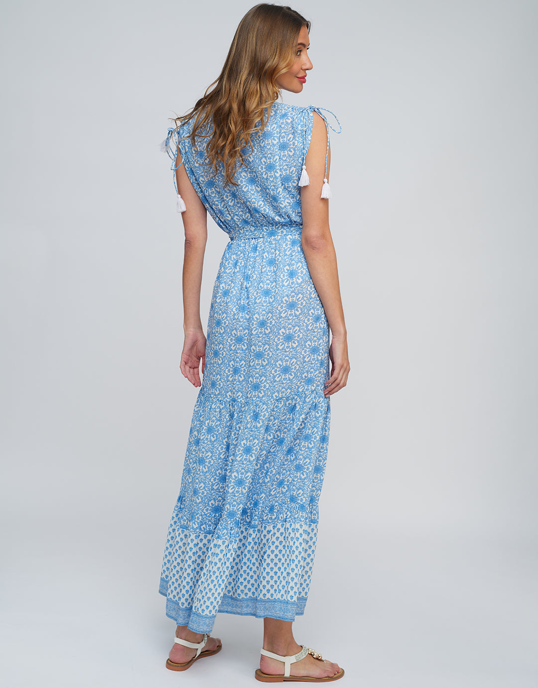 Maya Maxi Dress - Blue and White - Simply Beach UK