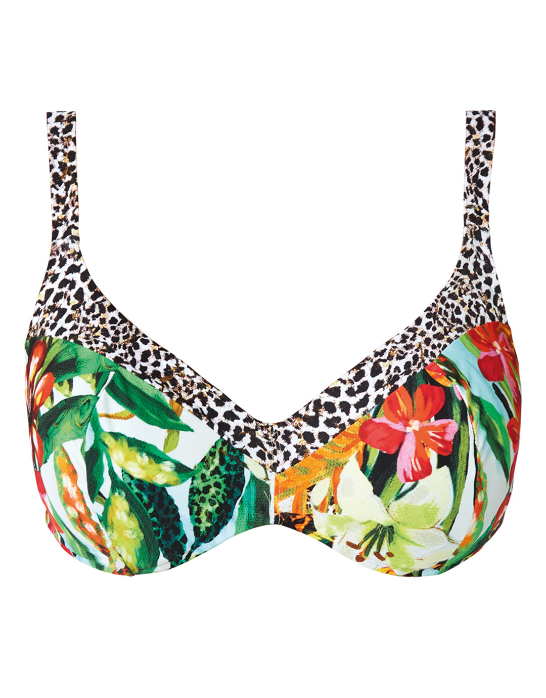 Nuria Ferrer Aruba Plunge Bikini Top - Jungle Print