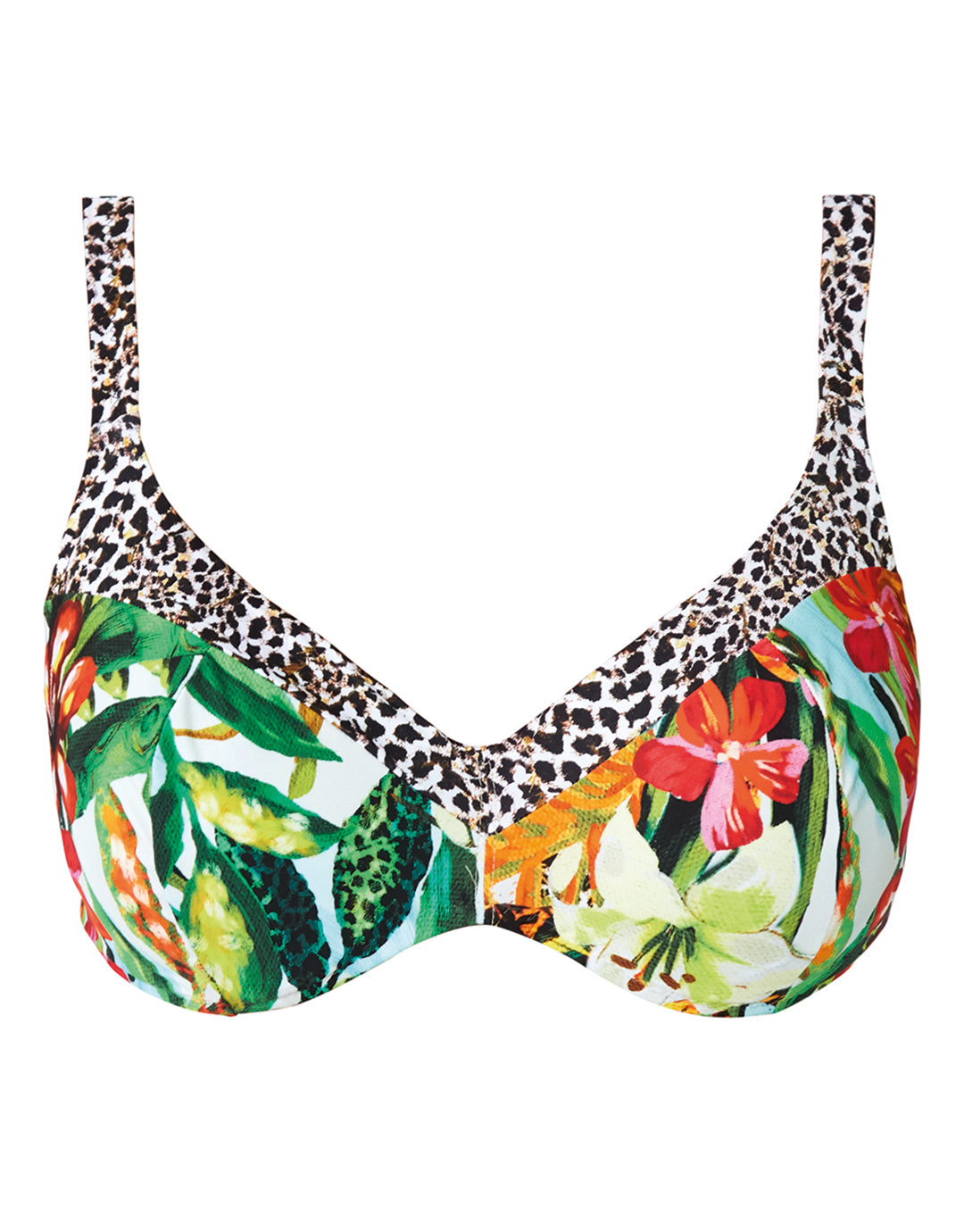 Nuria Ferrer Aruba Plunge Bikini Top - Jungle Print