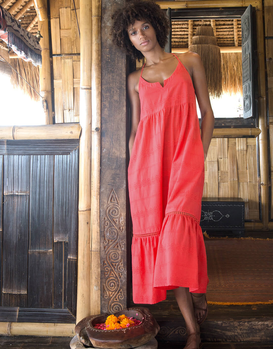 Numana Scoop Neck Dress - Red - Simply Beach UK