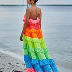 Pitusa Rainbow Ruffle Tiered Dress - Brights