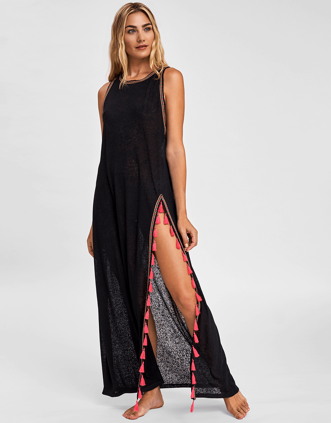 Tassel Slit Dress - Black Tassel Slit Dress - Black