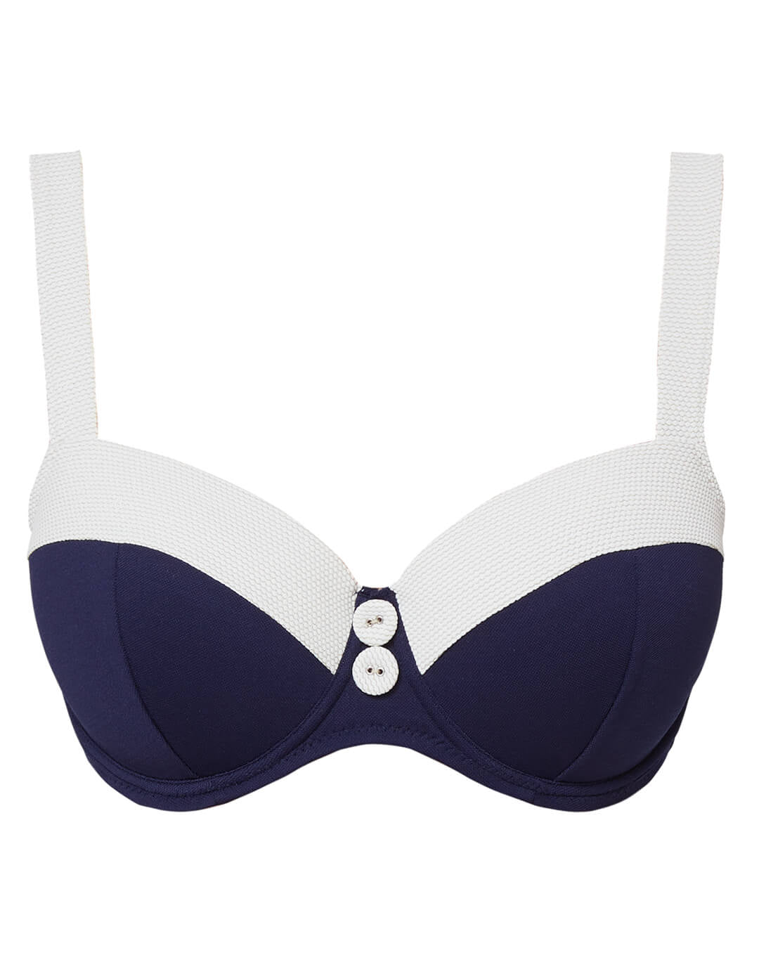 Pitusa Balcony Bikini Top - Navy and White - Simply Beach UK