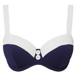 Pitusa Balcony Bikini Top - Navy and White - Simply Beach UK