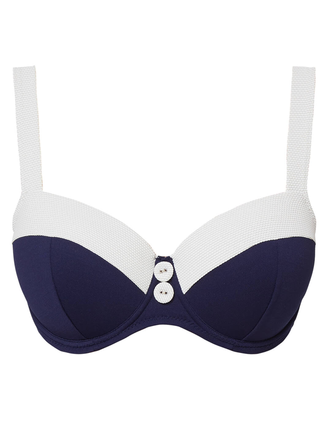 Pitusa Balcony Bikini Top - Navy and White - Simply Beach UK