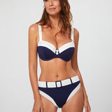 Pitusa Balcony Bikini Top - Navy and White - Simply Beach UK