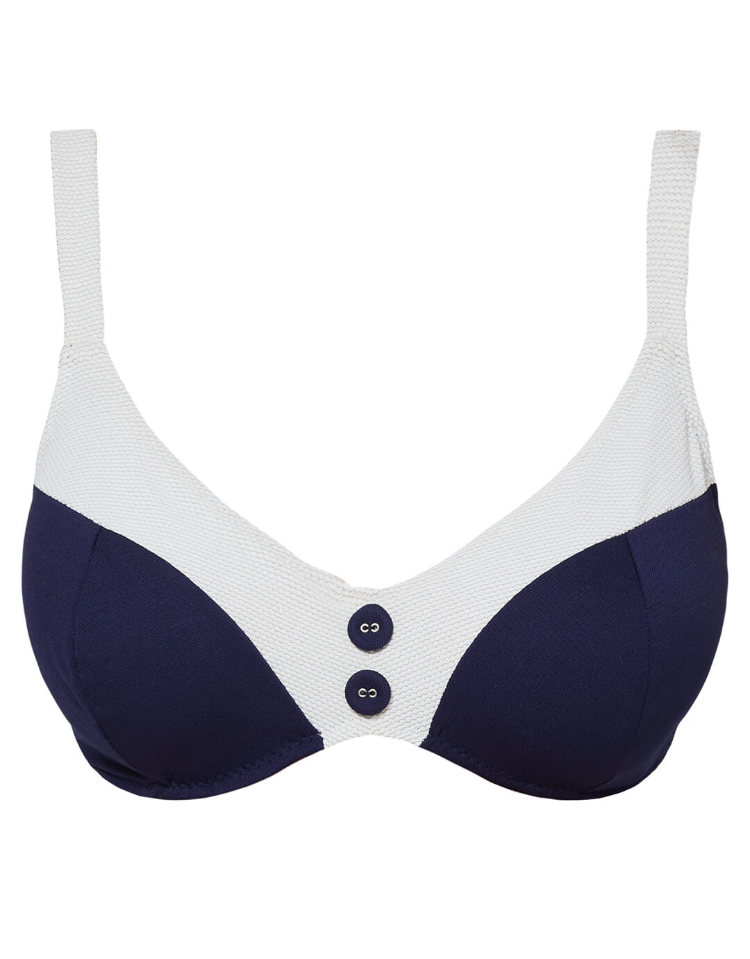 Pitusa Plunge Bikini Top - Navy and White - Simply Beach UK
