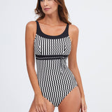 Portofino High Neck Swimsuit - Black and White - Simply Beach UK
