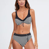 Portofino Underwired Bikini Top - Black and White - Simply Beach UK