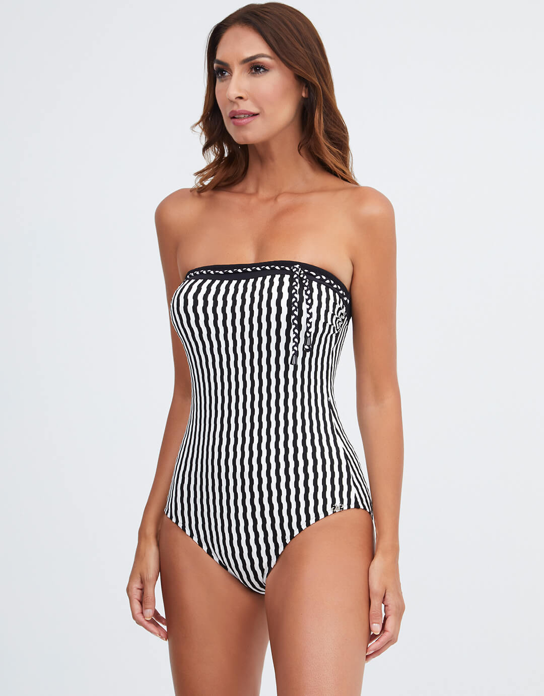 Portofino Bandeau Swimsuit - Black and White - Simply Beach UK