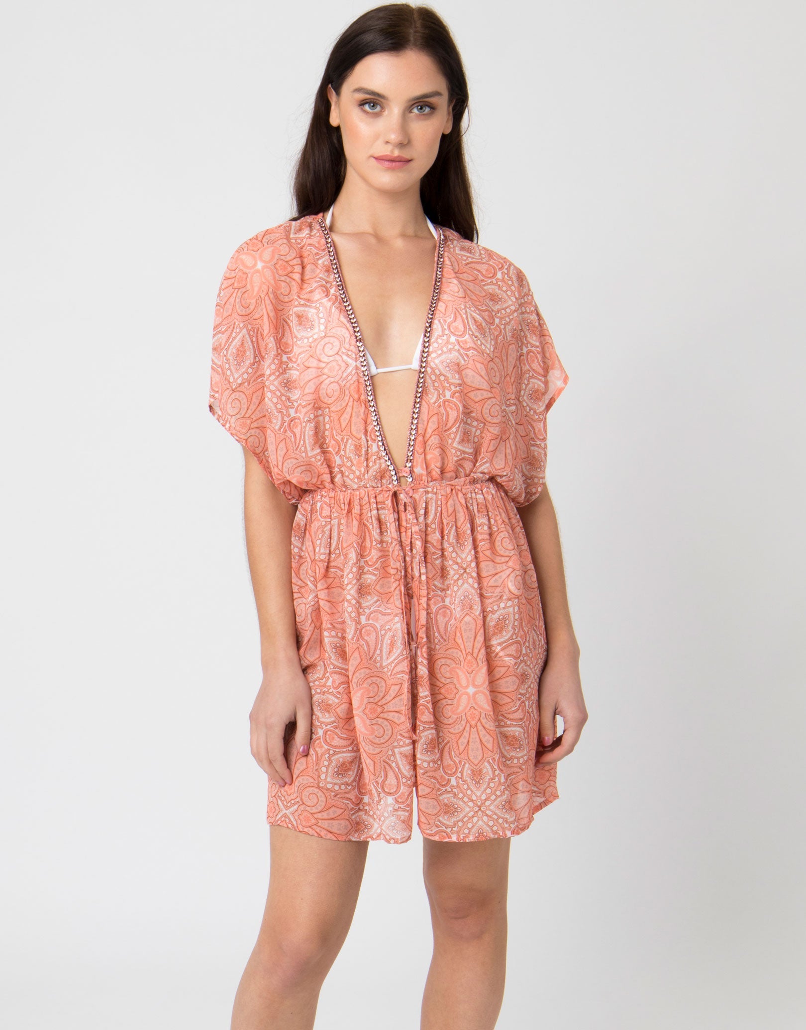 Pia Rossini Rhodes Kaftan - Coral