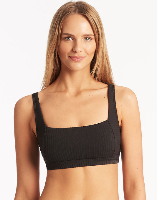 Spinnaker Square Neck Bikini Top - Black - Simply Beach UK