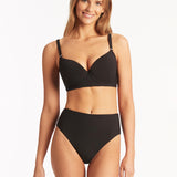 Spinnaker Retro High Waist Bikini Pant - Black - Simply Beach UK