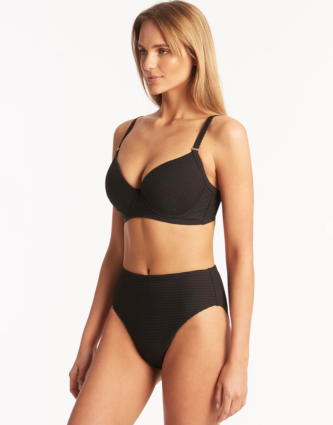 Spinnaker Retro High Waist Bikini Pant - Black - Simply Beach UK