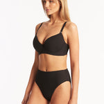 Spinnaker Retro High Waist Bikini Pant - Black - Simply Beach UK