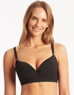 Spinnaker Moulded Underwired Bikini Top - Black - Simply Beach UK