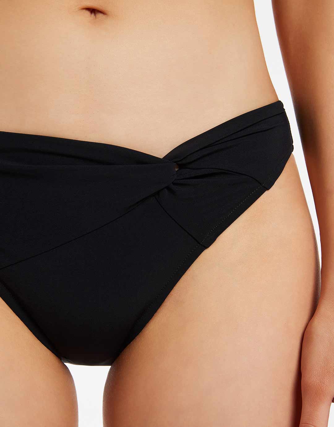 Jetset Twist Front Bikini Pant - Black - Simply Beach UK