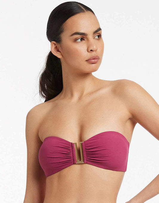 Jetset U Trim Bandeau Bikini Top - Orchid - Simply Beach UK