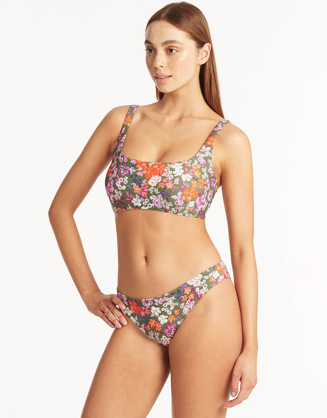 Parkland Low Square Neck Bikini Top - Khaki - Simply Beach UK