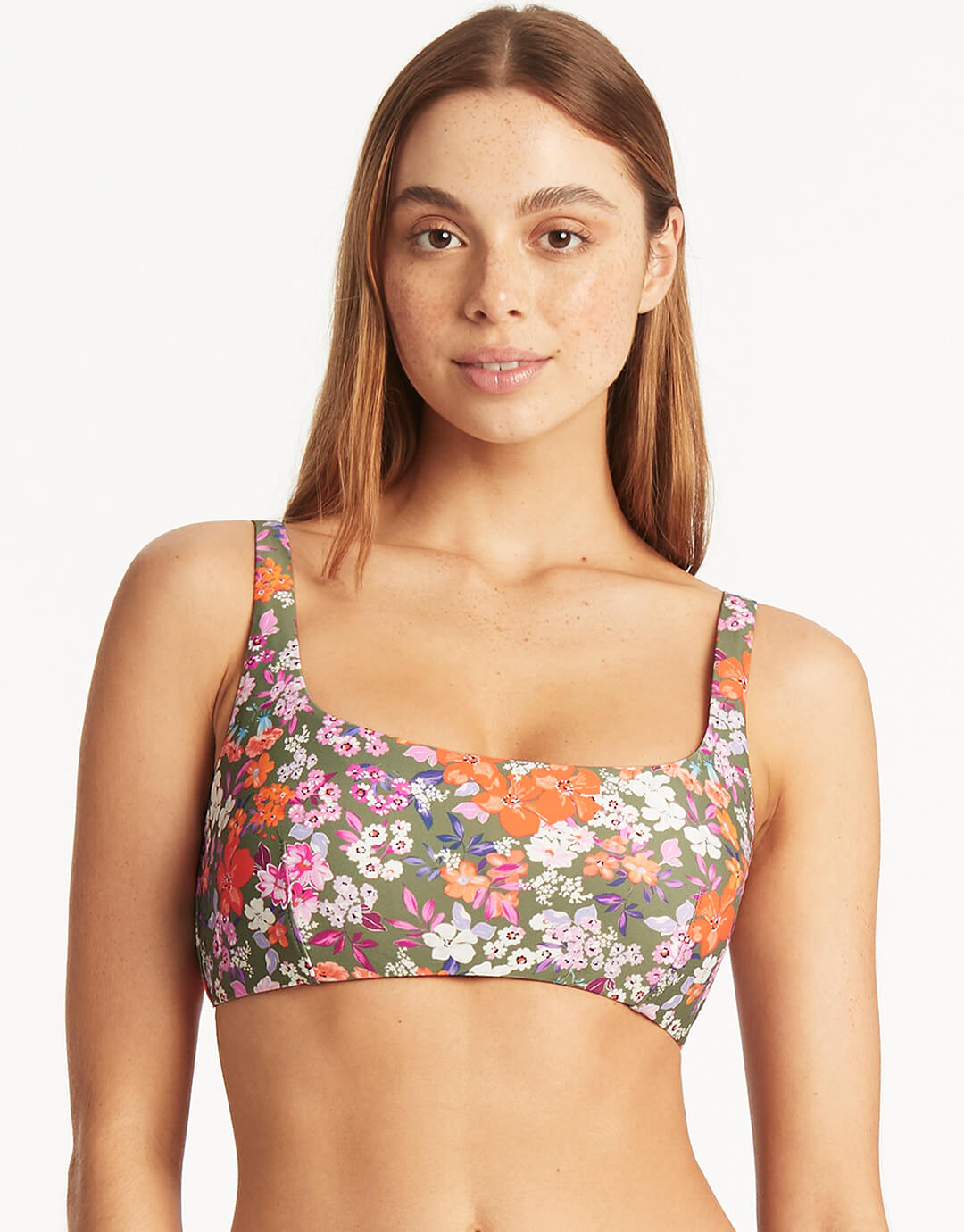 Parkland Low Square Neck Bikini Top - Khaki - Simply Beach UK