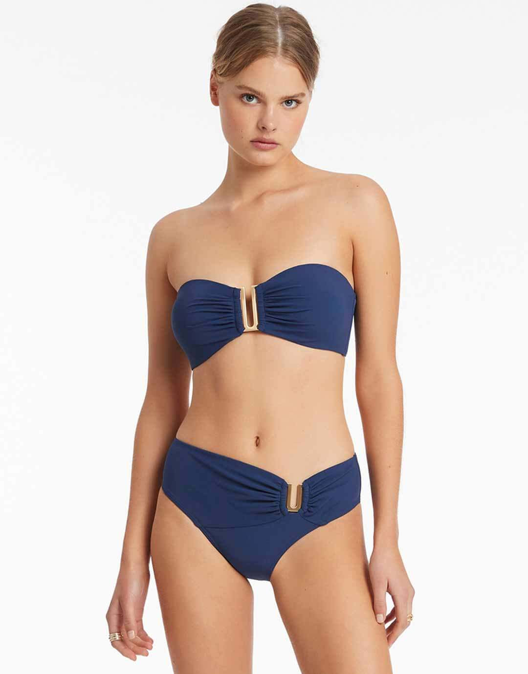 Jetset U Trim Mid Bikini Pant - Pacific Blue - Simply Beach UK