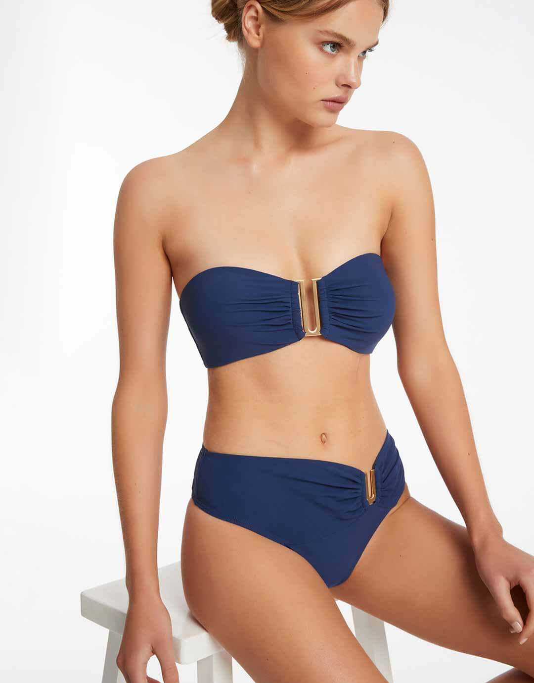 Jetset U Trim Mid Bikini Pant - Pacific Blue - Simply Beach UK