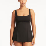 Essentials Square Neck Swim Dress - Black - Simply Beach UK