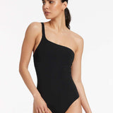 Jetset One Shoulder Swimsuit - Black - Simply Beach UK