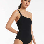 Jetset One Shoulder Swimsuit - Black - Simply Beach UK