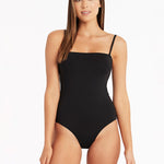 Essentials High Leg Bandeau Swimsuit - Black - Simply Beach UK