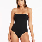 Essentials High Leg Bandeau Swimsuit - Black - Simply Beach UK