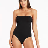 Essentials High Leg Bandeau Swimsuit - Black - Simply Beach UK