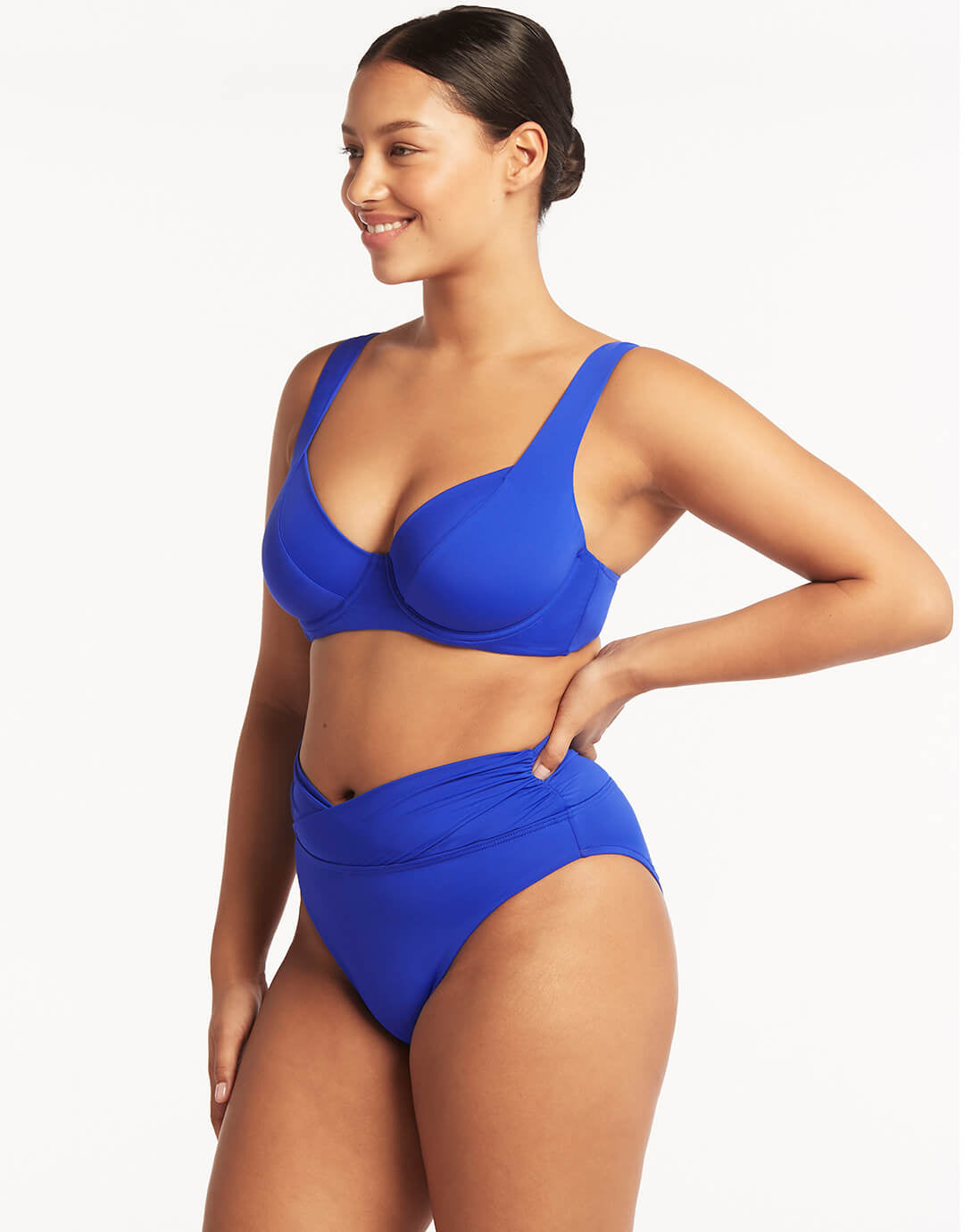 Essentials Wrap High Waist Bikini Pant - Cobalt - Simply Beach UK