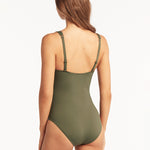 Essentials Longline Tri Swimsuit - Khaki - Simply Beach UK