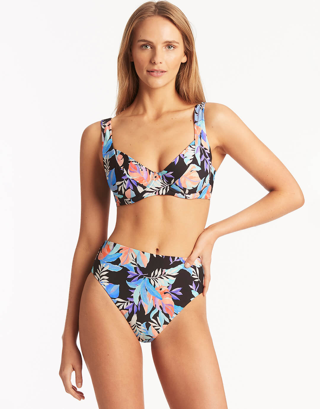 Botanica Underwired C/D Cup Bikini Top - Black - Simply Beach UK