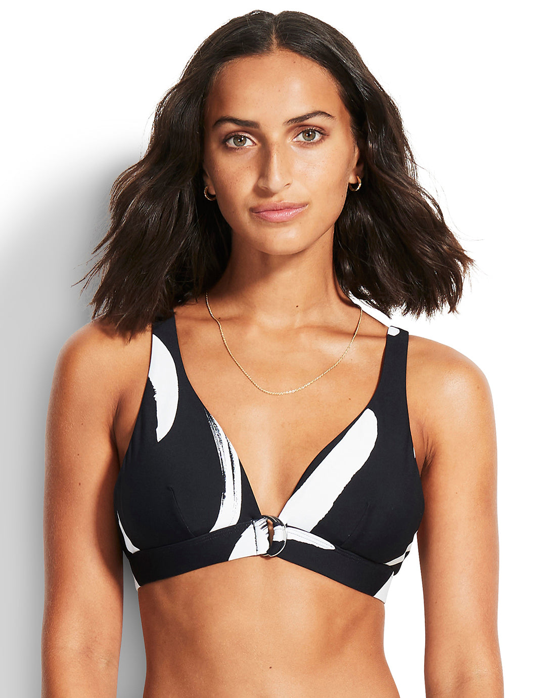 Seafolly New Wave Longline Tri Bikini Top - Black