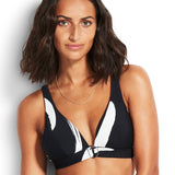 Seafolly New Wave Longline Tri Bikini Top - Black