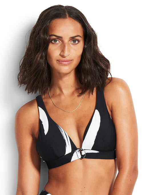 Seafolly New Wave Longline Tri Bikini Top - Black