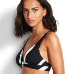 Seafolly New Wave Longline Tri Bikini Top - Black