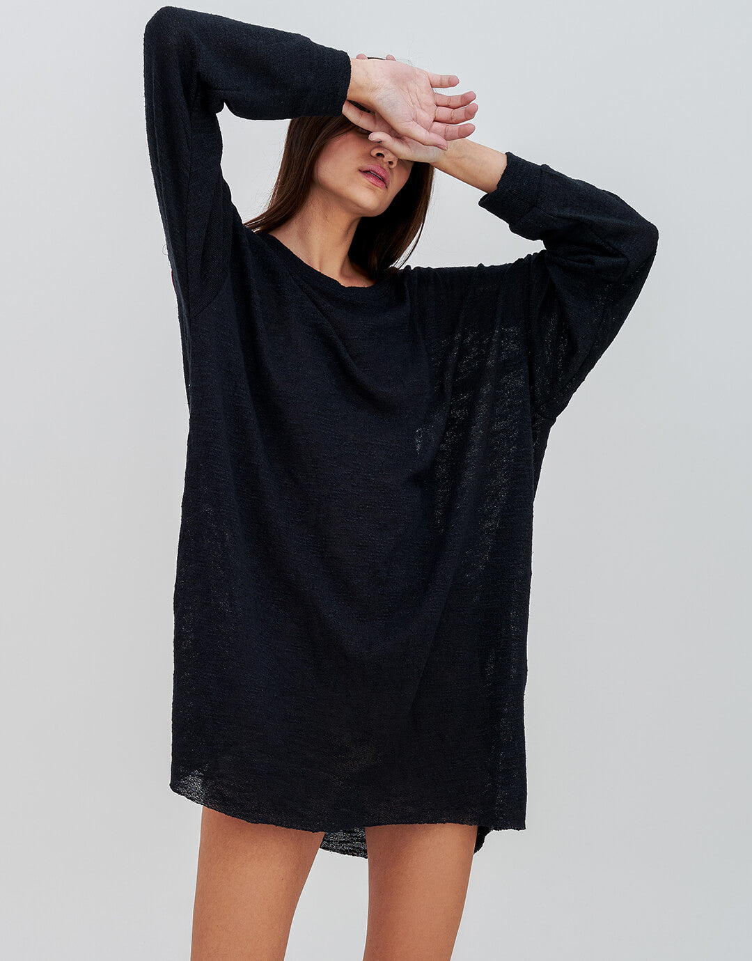 Slub Knit Open Back Dress - Black - Simply Beach UK