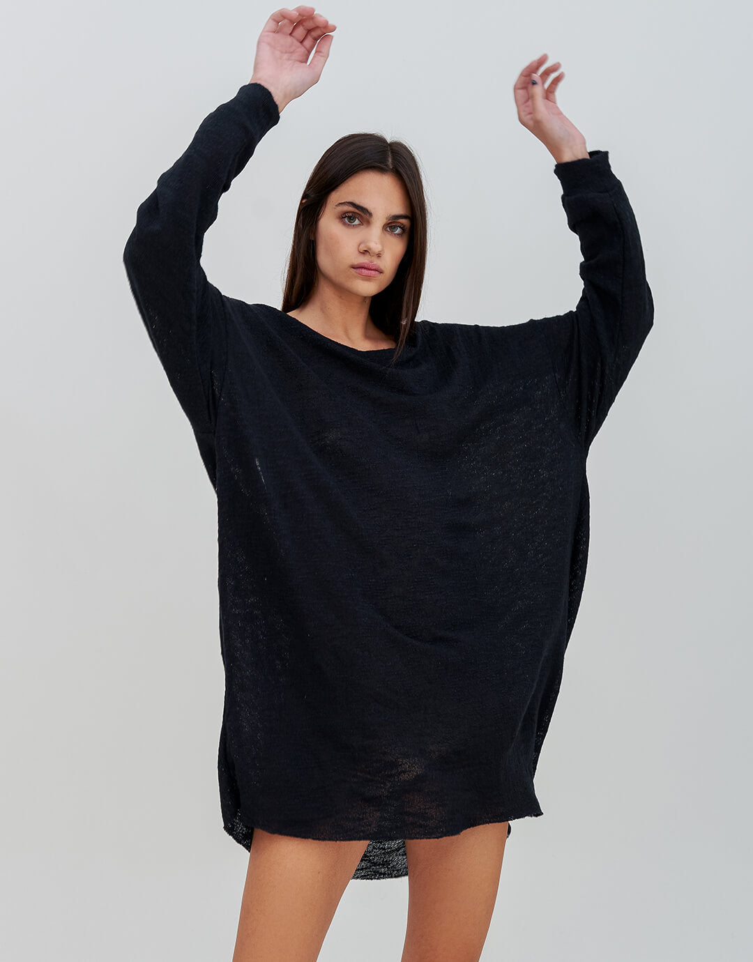 Slub Knit Open Back Dress - Black - Simply Beach UK