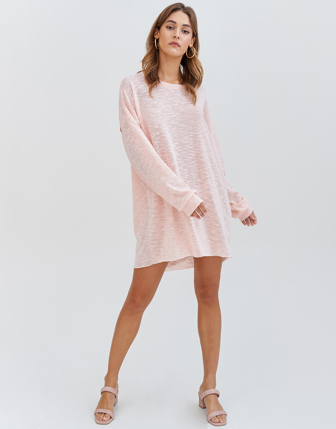 Slub Knit Open Back Dress - Peach - Simply Beach UK