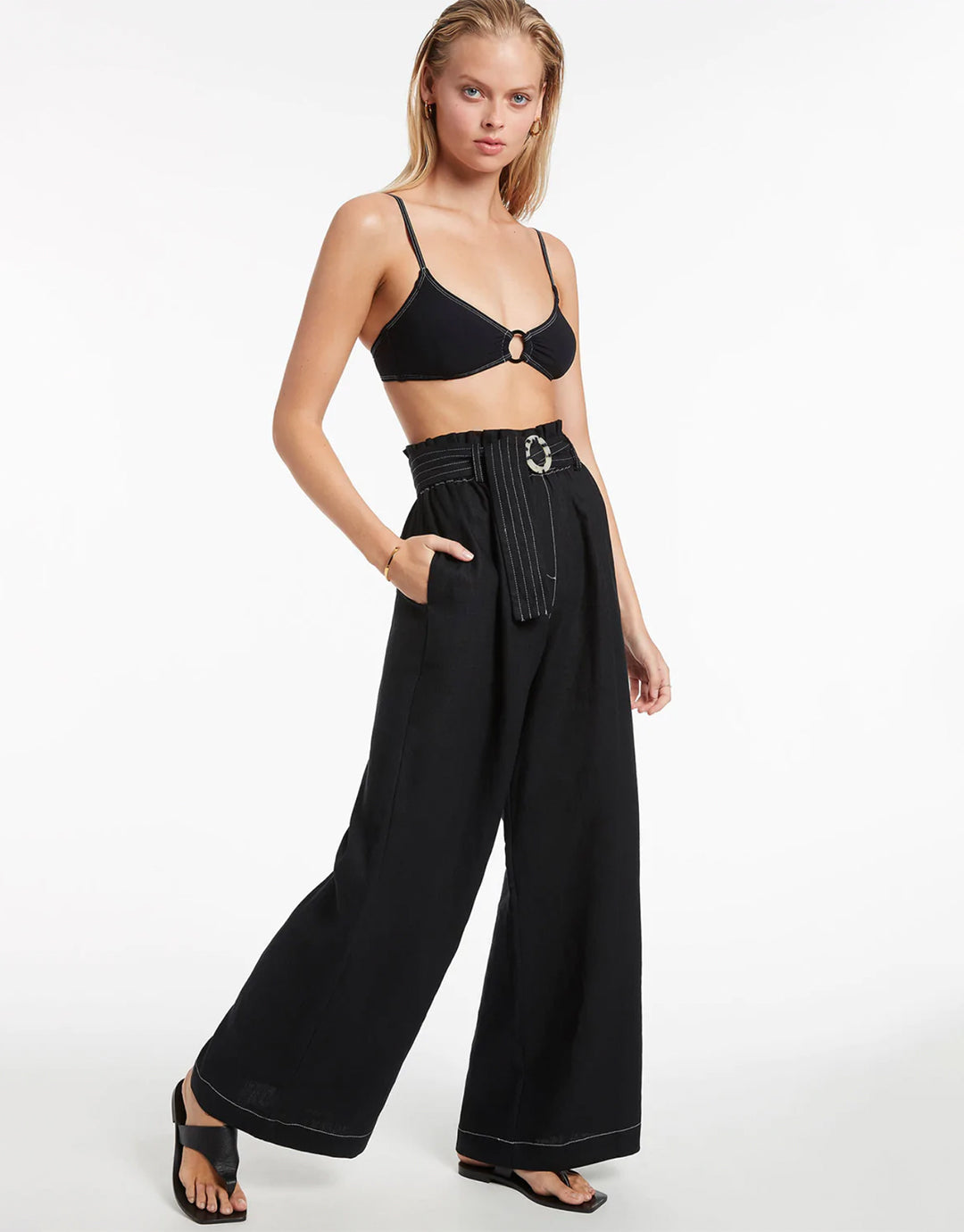 Jetset High Waist Beach Trouser - Black - Simply Beach UK