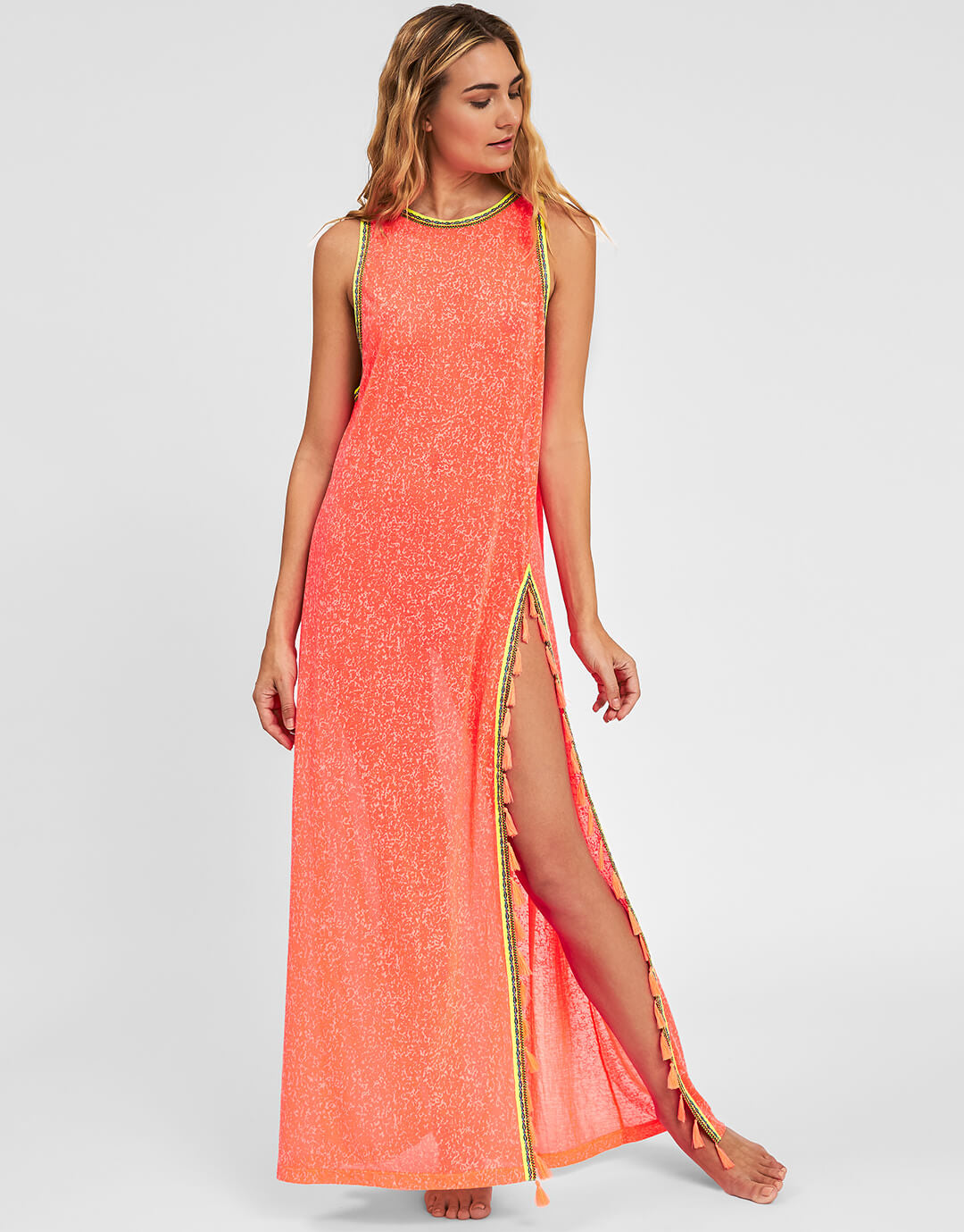 Tassel Slit Dress - Watermelon - Simply Beach UK